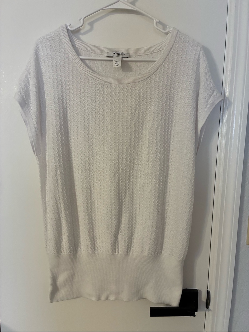 White House Black Market Off-white Textured Lightweight Knit Top
